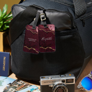 Moderne Elegante Wasserfarben Marble Geode Rose Go Gepäckanhänger