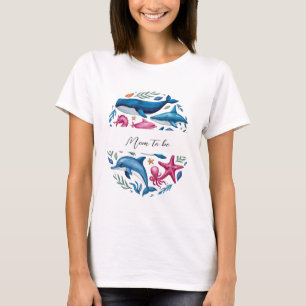 Moderne, elegante Wasserfarben Meerestiere T-Shirt