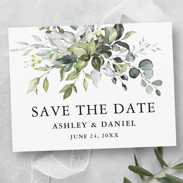 Moderne Elegante Wasserfarbenwelt Save the Date Postkarte (Customize to change text size or text style.)