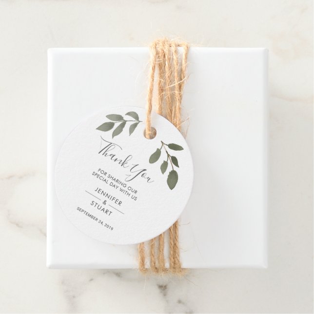 Moderne, elegante Watercolor Blätter Hochzeit Viel Geschenkanhänger (Beispiel)