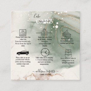 Moderne, elegante Watercolor Green and Gold Cake C Quadratische Visitenkarte