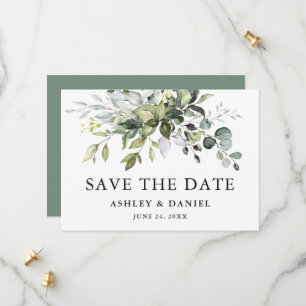 Moderne Elegante Watercolor Grün Save The Date