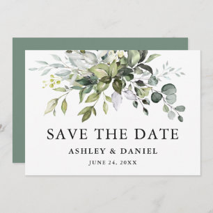 Moderne Elegante Watercolor Grün Save The Date