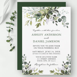 Moderne Elegante Watercolor Grüne Hochzeit Einladung
