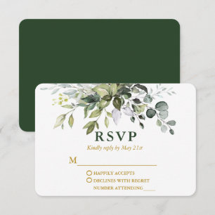 Moderne Elegante Watercolor Grüne Landschaft Hochz RSVP Karte