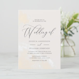 Moderne elegante Watercolor-Script-Hochzeit Einladung