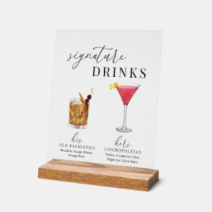 Moderne, elegante Watercolor Signature Drinks Acrylschild