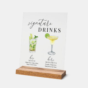 Moderne, elegante Watercolor Signature Drinks Acrylschild