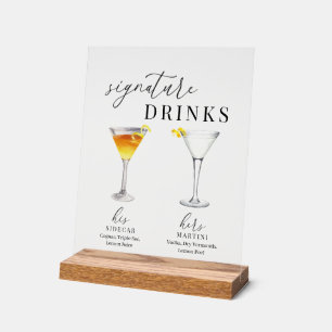 Moderne, elegante Watercolor Signature Drinks Acrylschild