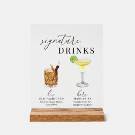 Moderne, elegante Watercolor Signature Drinks Acrylschild