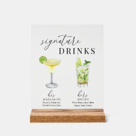 Moderne, elegante Watercolor Signature Drinks Acrylschild