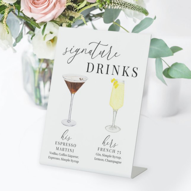 Moderne, elegante Watercolor Signature Drinks Sockelschild (Von Creator hochgeladen)