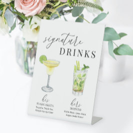 Moderne, elegante Watercolor Signature Drinks Sockelschild