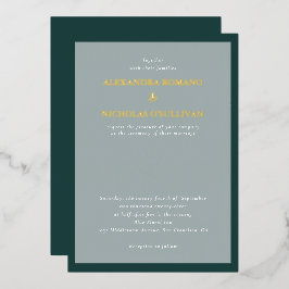 Moderne Elegante Wedding Emerald Green und Gold Folieneinladung