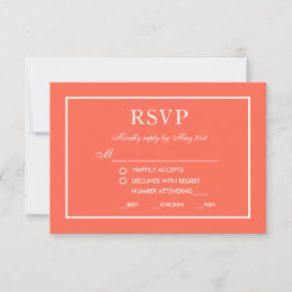 Moderne elegante Wedding UAWG Coral White Card MW RSVP Karte