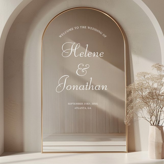 Moderne Elegante Wedding Welcome Sign Mirror Decal Fensteraufkleber (Modern Elegant Wedding Welcome Sign Mirror Decal)