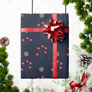 Moderne elegante Weihnachts-Stechpalme-Wintermuste Geschenkpapier