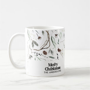 Moderne elegante Weihnachtsbotanische rustikale Kaffeetasse