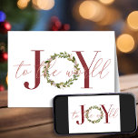 Moderne Elegante Weihnachtsfreuden für den Weltkri Feiertagskarte<br><div class="desc">Elegante Weihnachtsfreude an der World Wreath Holiday Card mit Christlichen Gefühlen im Inneren. Einfach mit eigenen Texten,  Schriftart und Farben anpassen.</div>