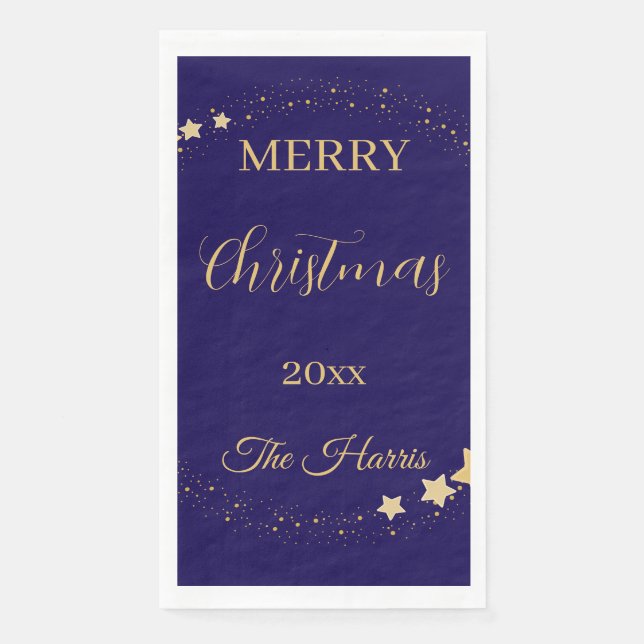 Moderne, elegante Weihnachtsgoldsterne Serviette (Vorderseite)