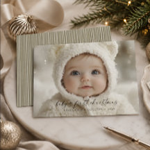 Moderne elegante Weihnachtskarte zum ersten Babys