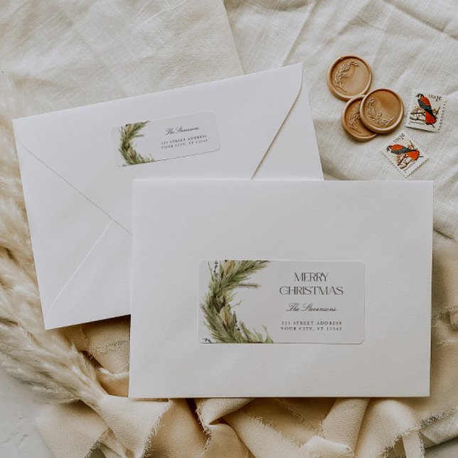 Moderne elegante Weihnachtskranz-Rücksendeadresse (Von Creator hochgeladen)