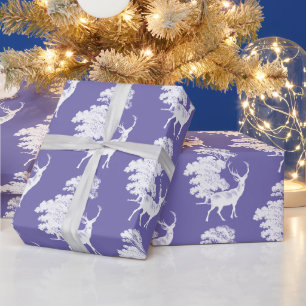 Moderne Elegante Weiße Hirsch Wald Immergrün Geschenkpapier