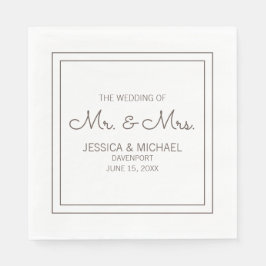 Moderne elegante, weiße Hochzeit Serviette