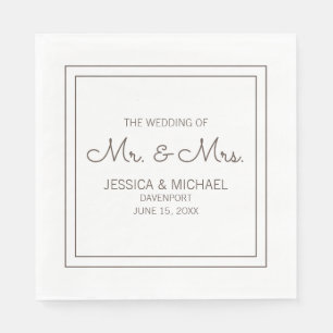 Moderne elegante, weiße Hochzeit Serviette