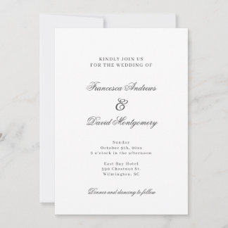 Moderne, elegante weiße Hochzeitseinladung Einladung