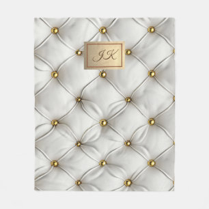 Moderne elegante weiße Leder-Tufting-Gold Fleecedecke