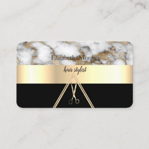 Moderne elegante weiße Marmor schwarze, goldene, S Visitenkarte