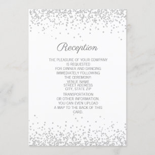 Moderne elegante weiße silberne Glitter-Empfangsfe Einladung