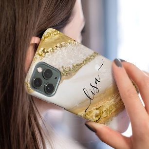 Moderne Elegante Weißgold-Marmor-Personalisierte N Case-Mate iPhone Hülle
