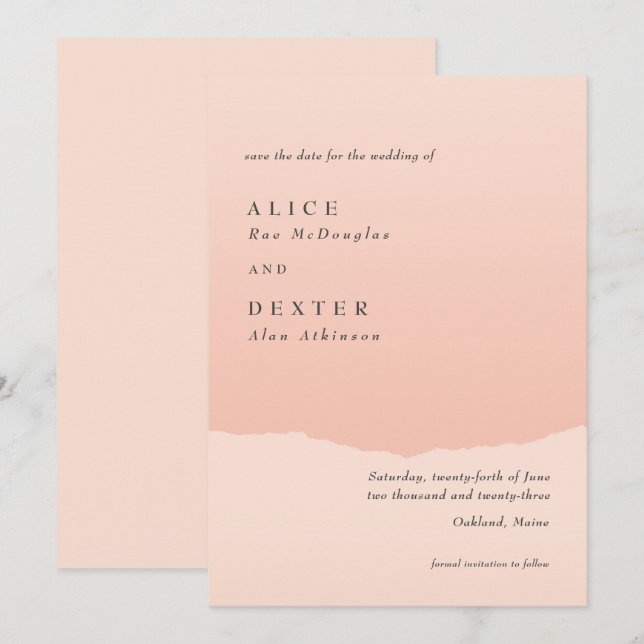 Moderne Elegante Weite Save the Date Einladung (Vorne/Hinten)