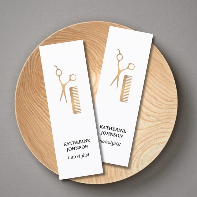 Moderne, elegante White Imitate Gold Scheren Comb Mini Visitenkarte (Von Creator hochgeladen)