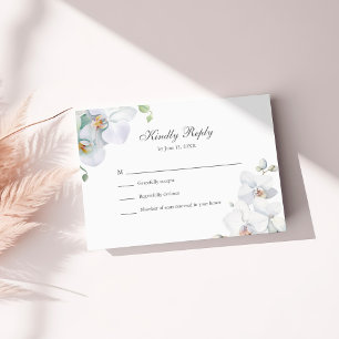 Moderne elegante White Orchids Wedding RSVP Card Dankeskarte