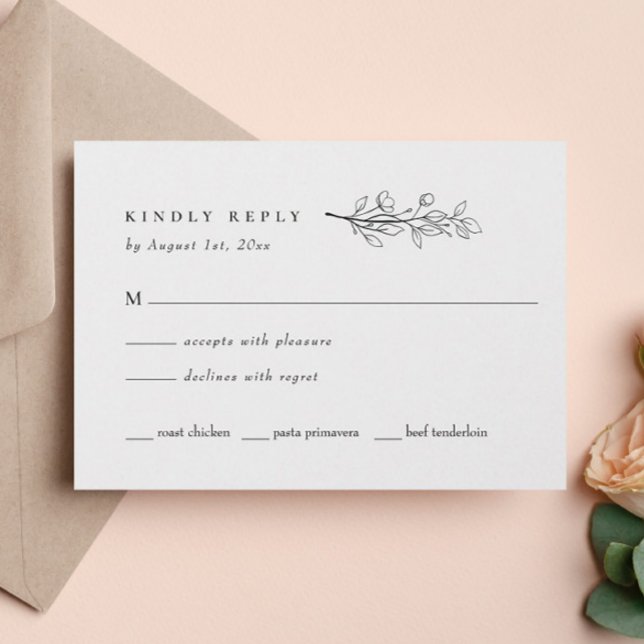 Moderne elegante Wildblume Wedding RSVP (Von Creator hochgeladen)
