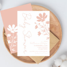 Moderne elegante Wildblumen Rosafarben Baby Shower