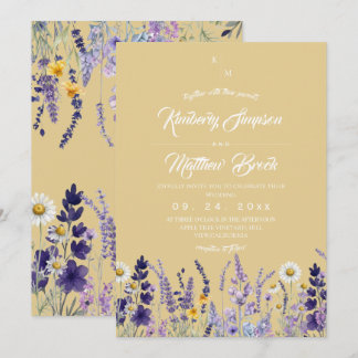 Moderne & elegante Wildblumen-Rustikal-Beige-Hochz Einladung