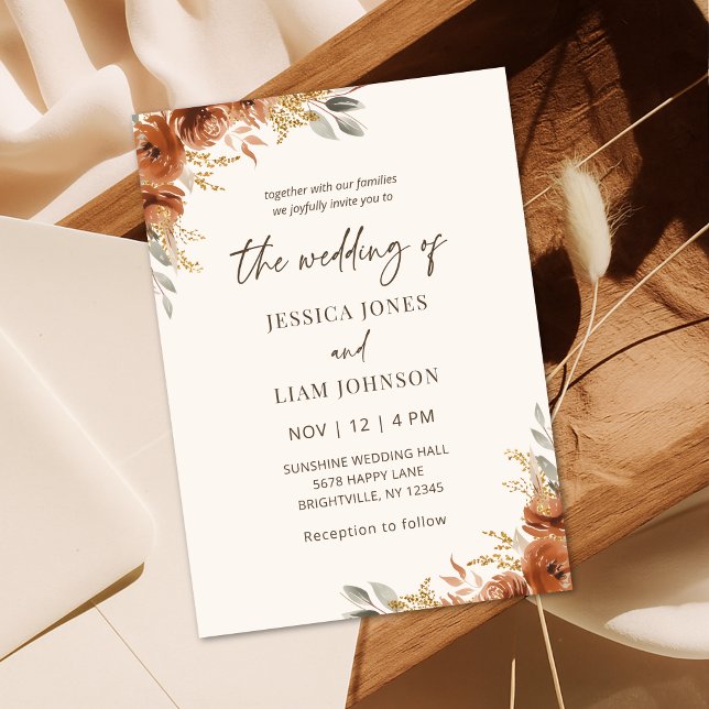 Moderne Elegante Wine tasting in der Fattoria Einladung (Modern Elegant Terracotta Fall Floral Wedding Invitation)