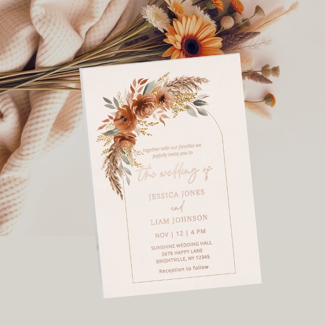 Moderne Elegante Wine tasting in der Fattoria Folieneinladung (Modern Elegant Terracotta Fall Floral Wedding Foil Invitation)