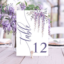Moderne Elegante Wisteria Branch Floral Wedding Tischnummer