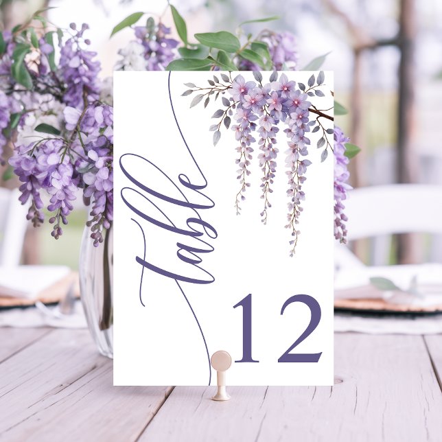 Moderne Elegante Wisteria Branch Floral Wedding Tischnummer (Von Creator hochgeladen)