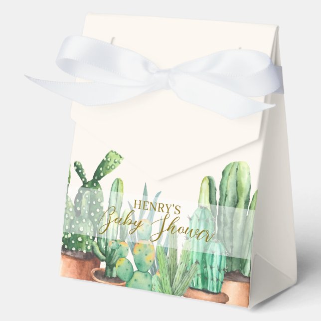 Moderne elegante Wüste Cactus Garden Baby Dusche Geschenkschachtel (Vorderseite)