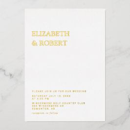 Moderne Elegante zeitlose Minimalistische Hochzeit Folieneinladung