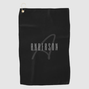 Moderne Elegantenbezeichnung & Monogramm   Dunkelg Golfhandtuch