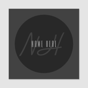Moderne Elegantenbezeichnung & Monogramm Dunkelg Namensschild
