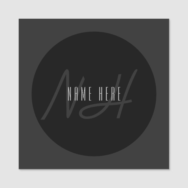 Moderne Elegantenbezeichnung & Monogramm | Dunkelg Namensschild (Vorderseite)