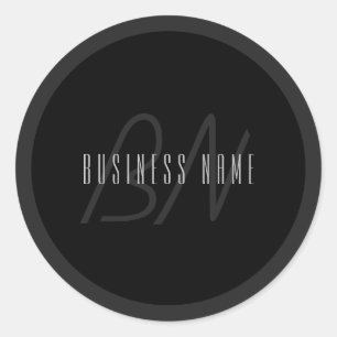 Moderne Elegantenbezeichnung & Monogramm   Dunkelg Runder Aufkleber